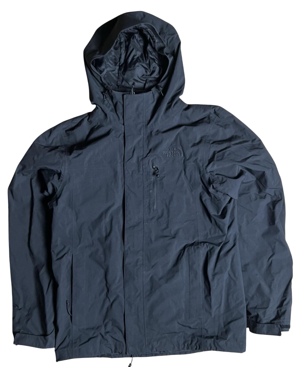 The North Face Jacket Mens S Black Rain Coat Hooded Lined Water Resistant